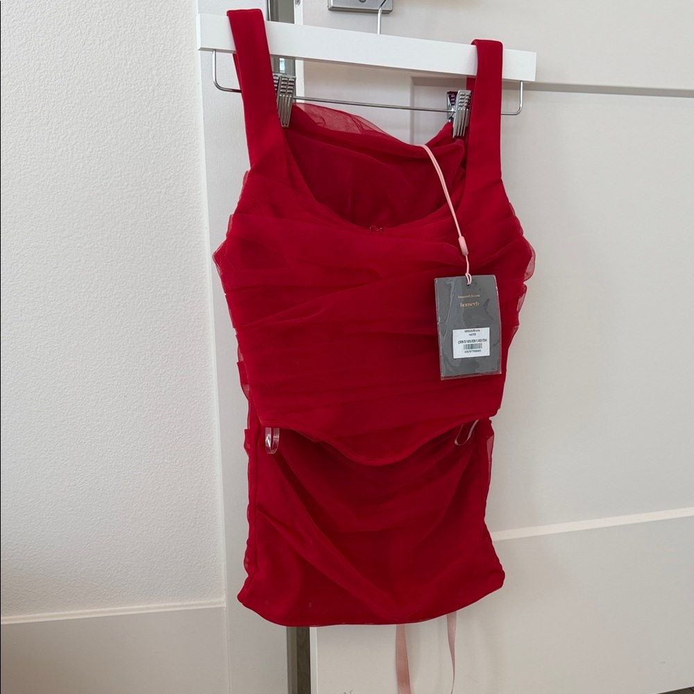 House of CB Red Ruched Sleeveless Matching Midi Rosita Set